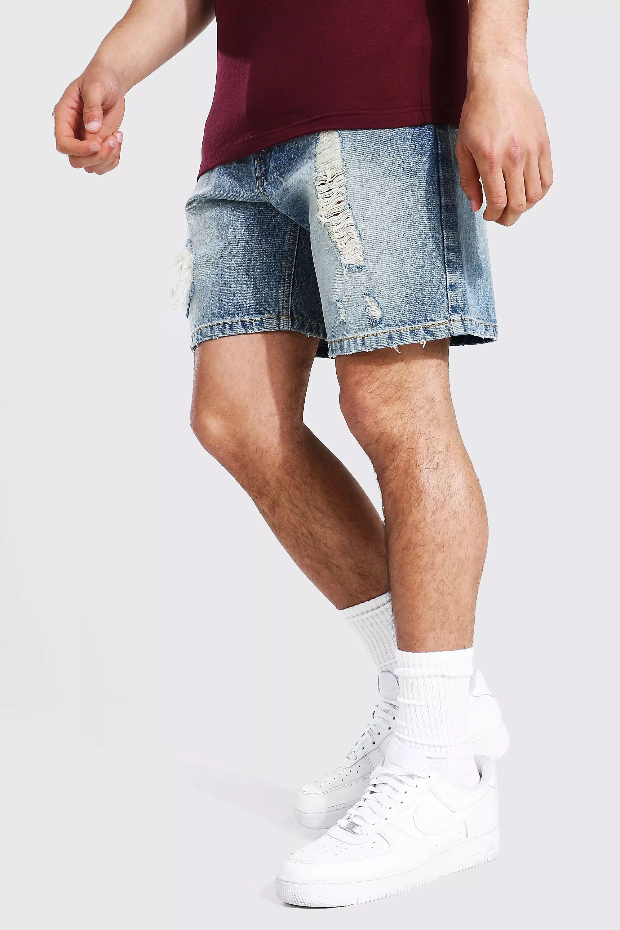 Extreme ripped cheap denim shorts